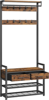 Garderobenständer mit Schuhbank Vintagebraun