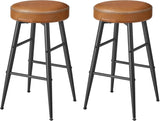 Barhocker 2er Set Kunstleder Mid-Century Karamellbraun Small