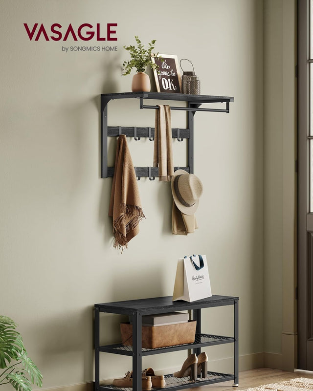 Wandgarderobe mit Ablage anthrazitgrau-schwarz von Songmics