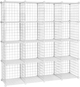 Steckregal Modulares Gitterregal Drahtrahmen Weiss von Songmics