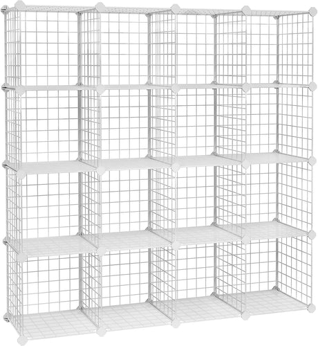 Steckregal Modulares Gitterregal Drahtrahmen Weiss von Songmics