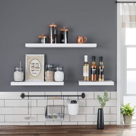 Wandregal MDF / Spanplatte Schweberegal Weiss 60cm von Songmics