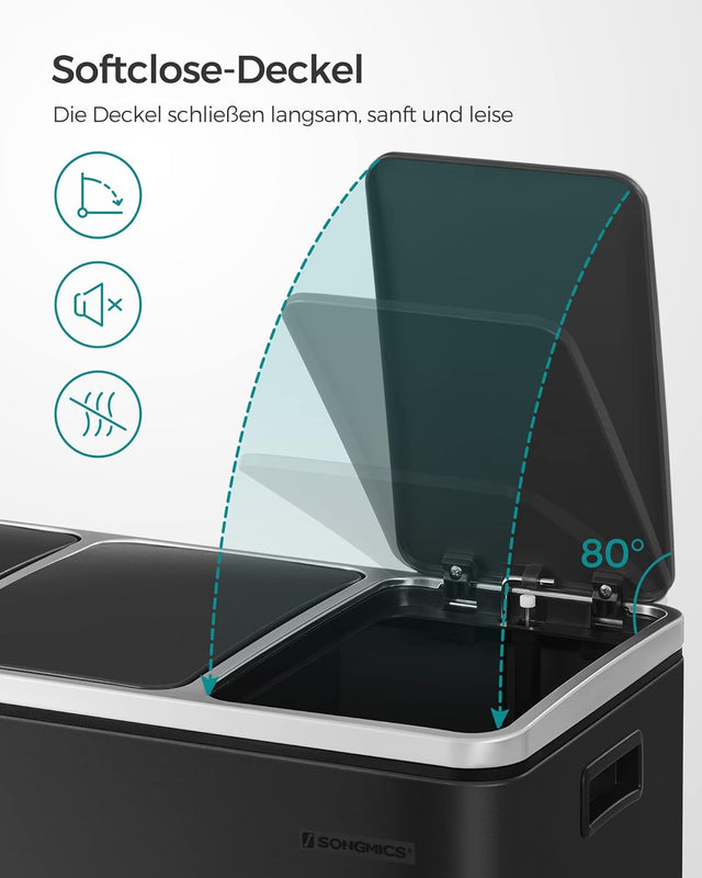 Mülleimer Küche Mülltrennsystem 3 Fächer Schwarz