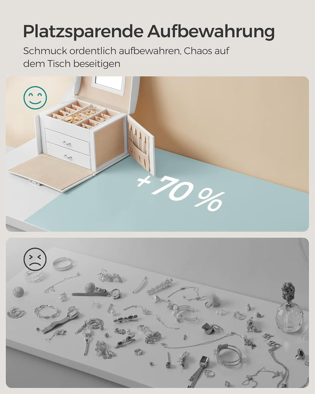 Schmuckkästchen mit Spiegel und Schloss klassikweiss