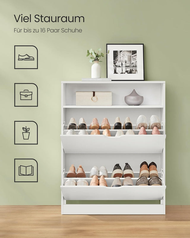 Schuhschrank mit verstellbarer Trennwand Weiss