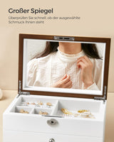 Schmuckkästchen mit Spiegel und Schubladen Weiss