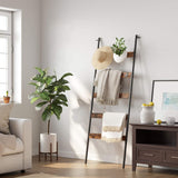 Schrägleiterregal Handtuchhalter 5 Ebenen Braun Schwarz von Songmics