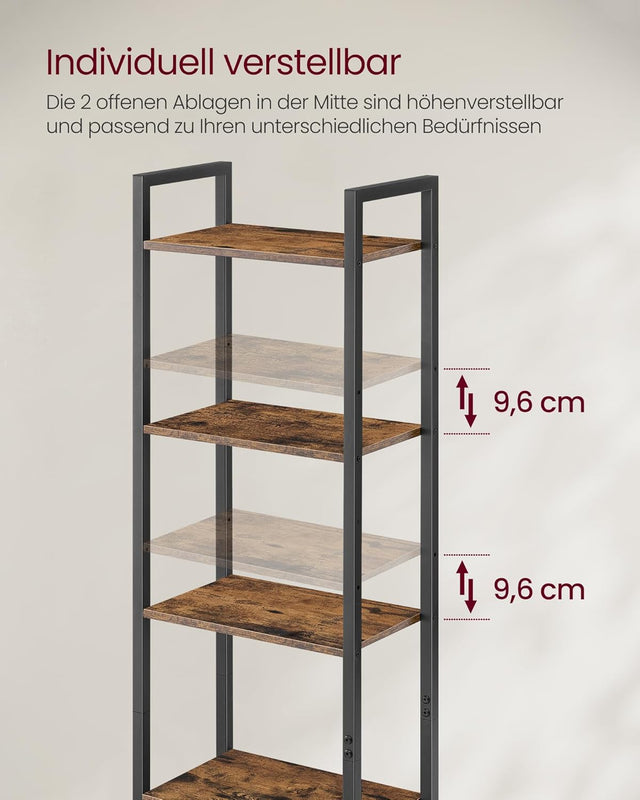Bücherregal mit Türen, vintagebraun-tintenschwarz