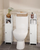 Toilettenschrank Badregal platzsparend verstellbar weiss von Songmics