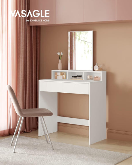 Schminktisch Modern Spiegel Schubladen Fächer Weiss