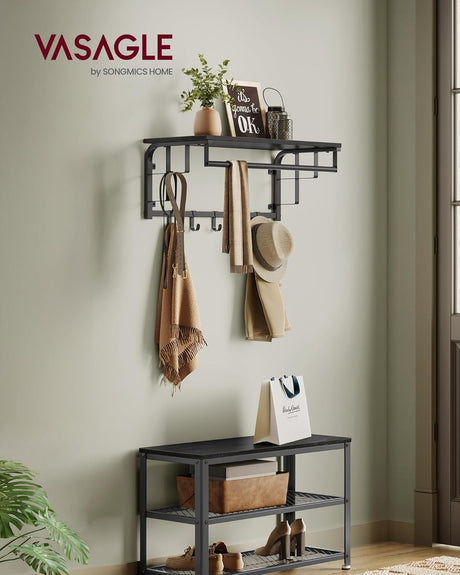 Wandgarderobe mit Ablage Haken Anthrazitgrau von Songmics