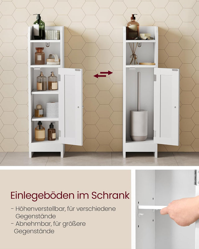 Toilettenschrank Badregal platzsparend verstellbar weiss von Songmics