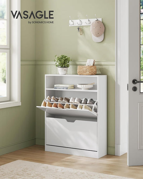 Schuhschrank mit verstellbarer Trennwand Weiss