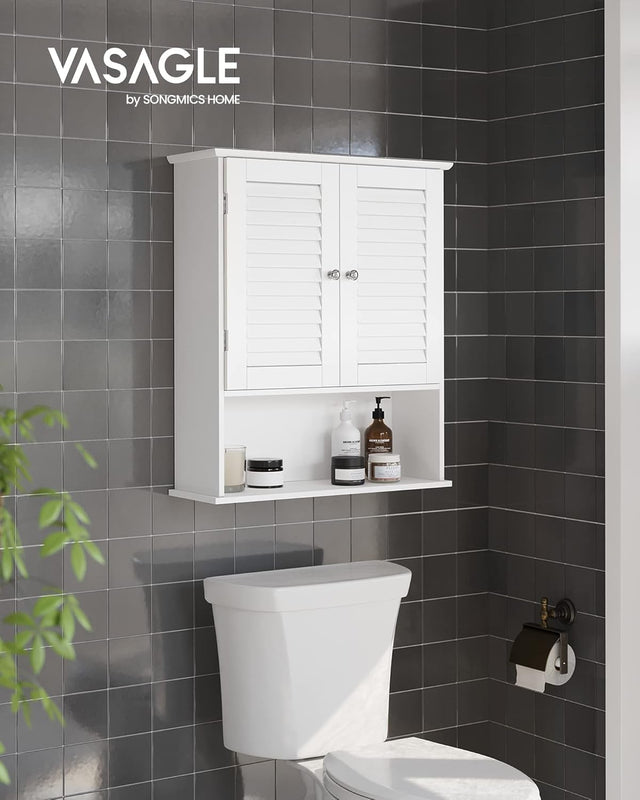 Badezimmerschrank mit Lamellentüren, weiss