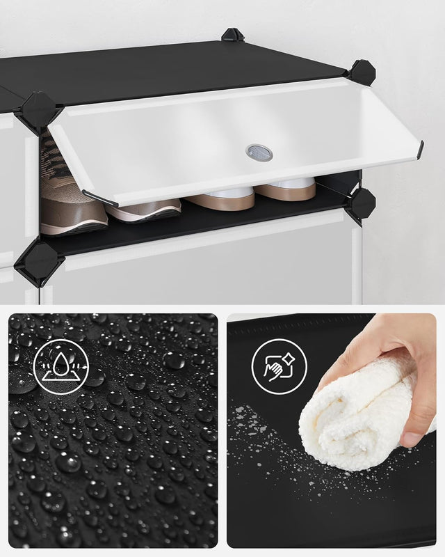 Schuhregal Steckregal DIY-Regal mit Tür Schwarz von Songmics