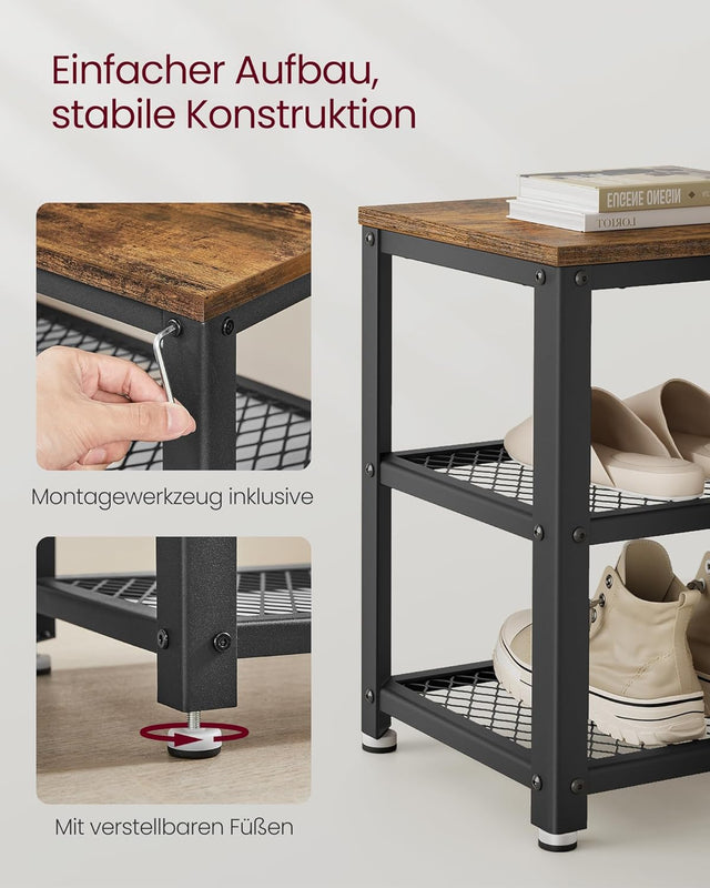 Schuhbank Metallgestell Industrie-Design vintagebraun von Songmics