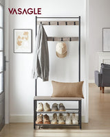 Garderobenständer mit Schuhablagen Industrie-Design Greige-Schwarz