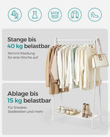 Kleiderständer mit Ablage Stahlgestell Weiss von Songmics