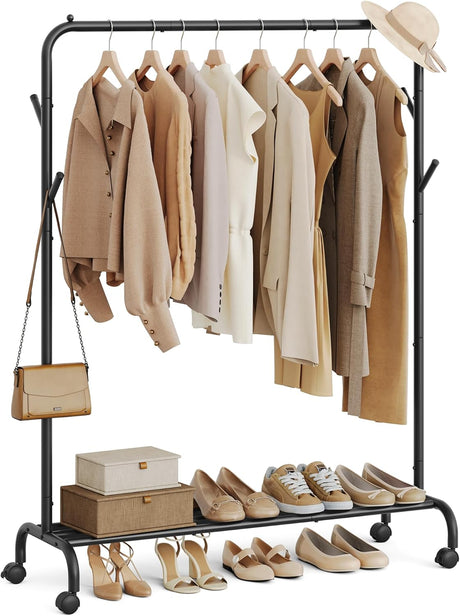 Kleiderständer Rollen Stahlrohre 50kg Schwarz von Songmics