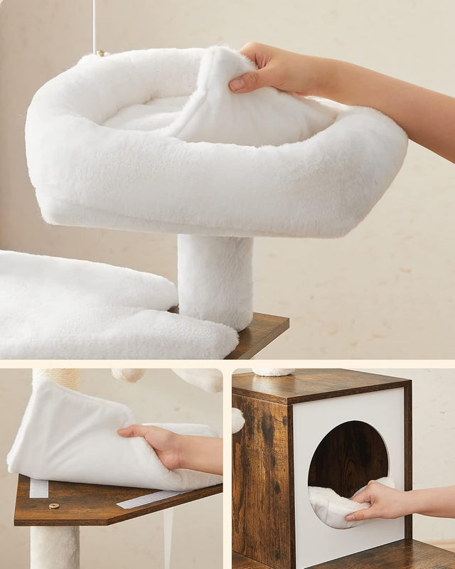 Kratzbaum 2-in-1 mit Katzenklo-Schrank vintagebraun