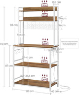 Küchenregal Steckdosen Mikrowellenregal Haken Walnussbraun