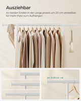 Kleiderständer Schwerlast Ausziehbar Transportabel 100kg Weiss von Songmics