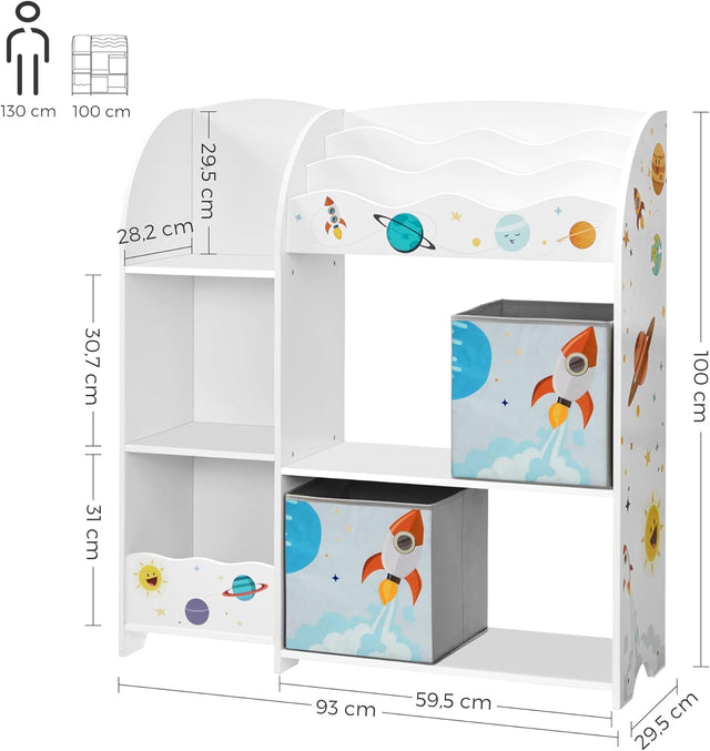 Kinderregal Spielzeugorganizer Bücherregal Weltall Weiss von Songmics