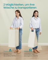 Wäschekorb Bambus 2 Fächer Cremeweiss