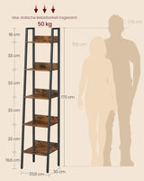 Bücherregal Leiterregal Industrie-Design Vintagebraun