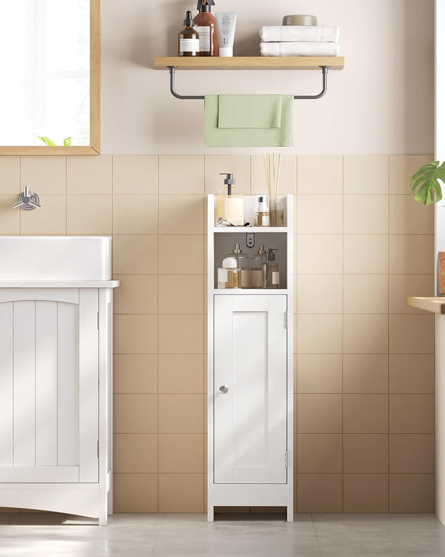 Toilettenschrank Badregal platzsparend verstellbar weiss von Songmics