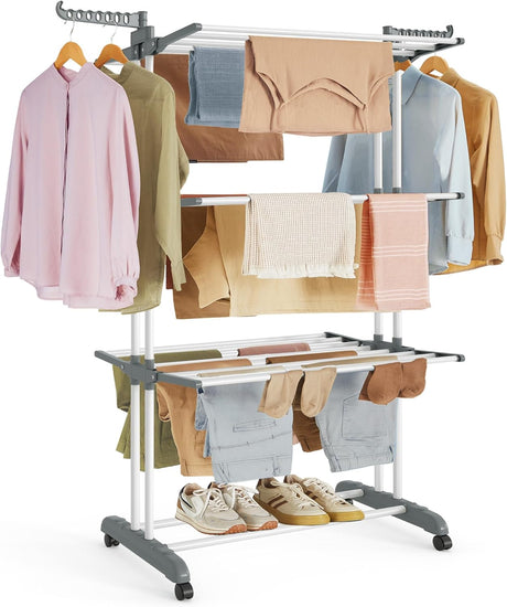 Wäscheständer klappbar mit Rollen weiss von Songmics