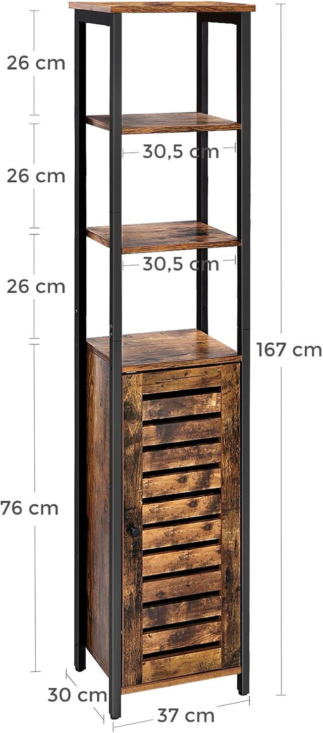 Hochschrank Schmal Offene Versteckte Ablagen Vintagebraun von Songmics