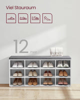 Schuhbank mit Stauraum 12 Fächer Taubengrau