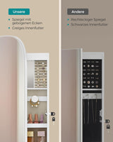 Schmuckschrank Spiegelschrank LED Beleuchtung abschliessbar Weiss