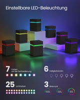 Nachttisch LED-Beleuchtung 3 Schubladen Schwarz