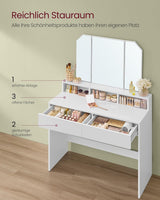 Schminktisch Klappspiegel Schubladen Modern Weiss