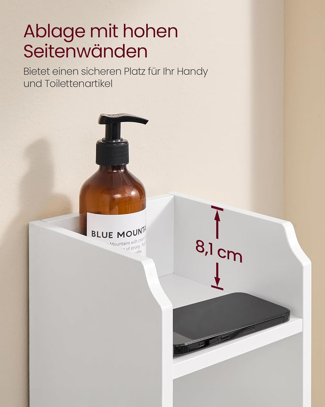 Toilettenschrank Badregal platzsparend verstellbar weiss von Songmics