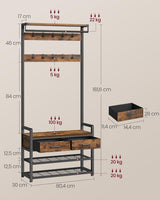 Garderobenständer mit Schuhbank Vintagebraun