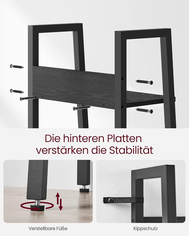 Bücherregal Leiterregal 5 Ebenen Schwarz