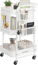 Rollwagen mit Metallgitterablagen wolkenweiss