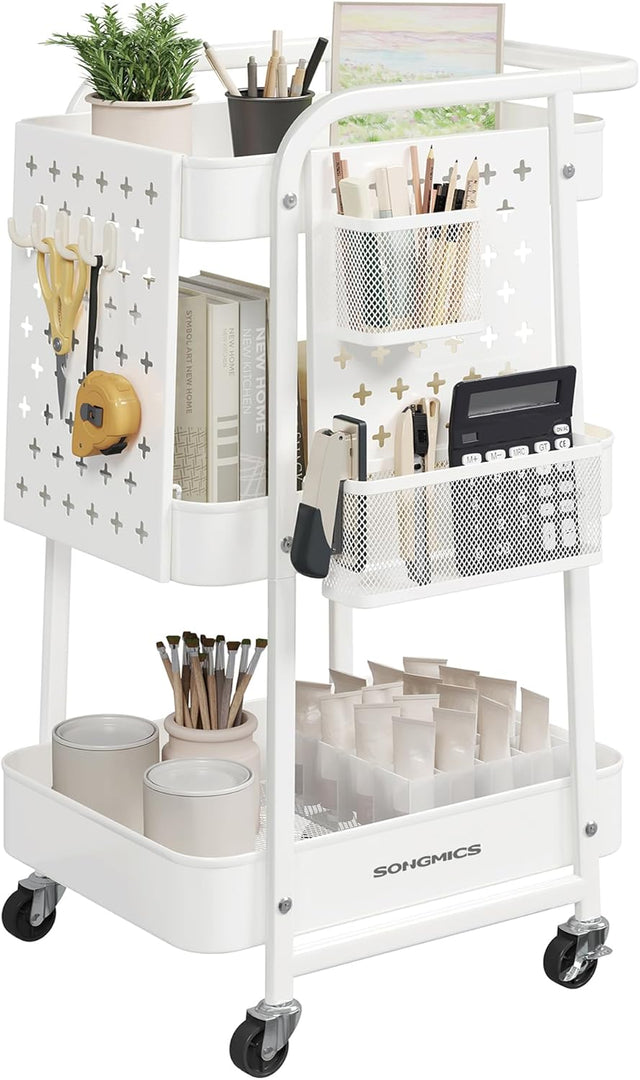 Rollwagen mit Metallgitterablagen wolkenweiss