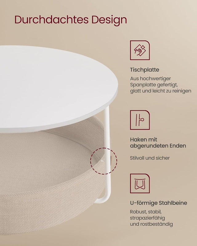Couchtisch Rund Modern Metallrahmen Kamelbraun von Songmics
