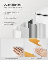 Mülleimer Küche 40L Stahl Weiss inkl. Müllbeutel