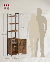 Bücherregal mit Türen, vintagebraun-tintenschwarz