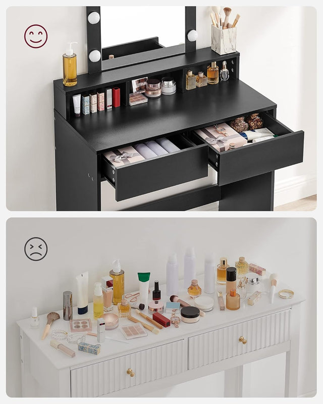 Schminktisch LED Spiegel Schubladen modern schwarz