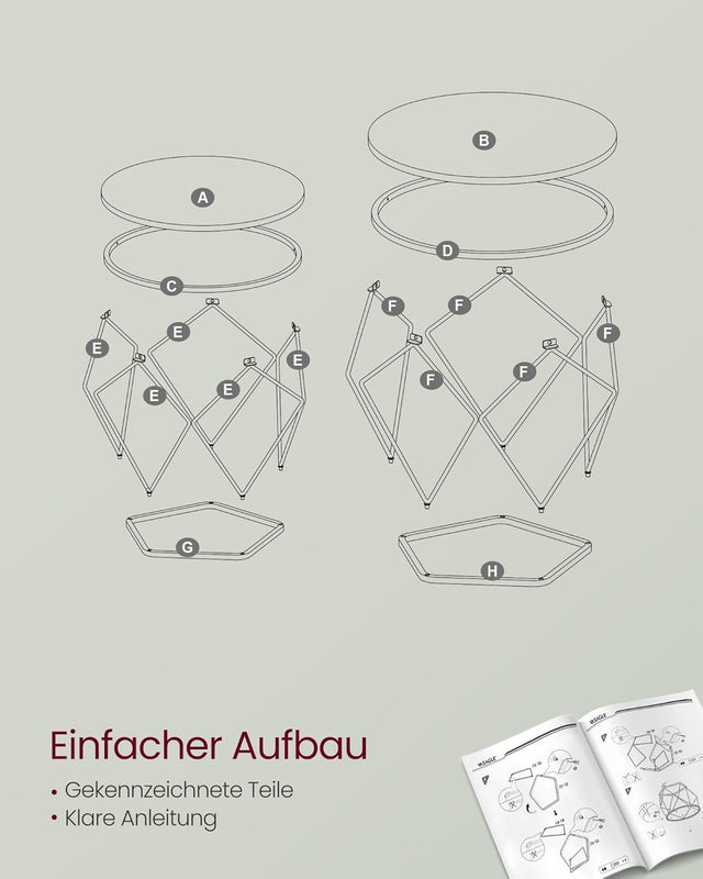 Couchtisch Set modern abnehmbar schneeweiss