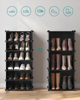 Schuhregal Steckregal DIY-Regal mit Tür Schwarz von Songmics