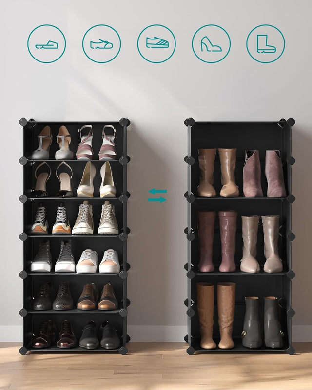 Schuhregal Steckregal DIY-Regal mit Tür Schwarz von Songmics