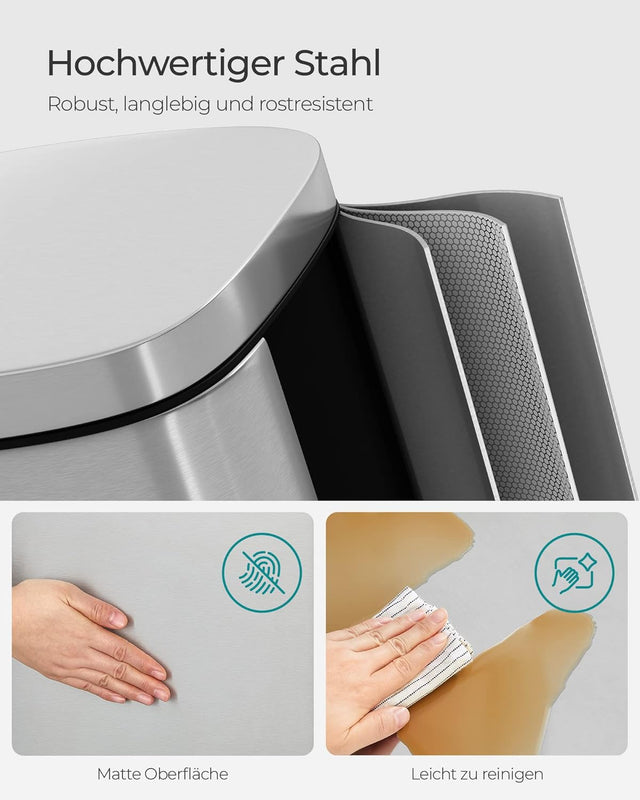 Mülleimer Küche 30L Softclose silbern