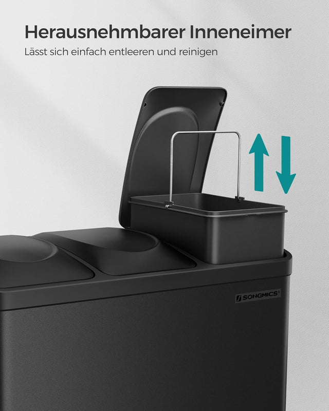 Mülleimer Küche 45L Treteimer Tintenschwarz